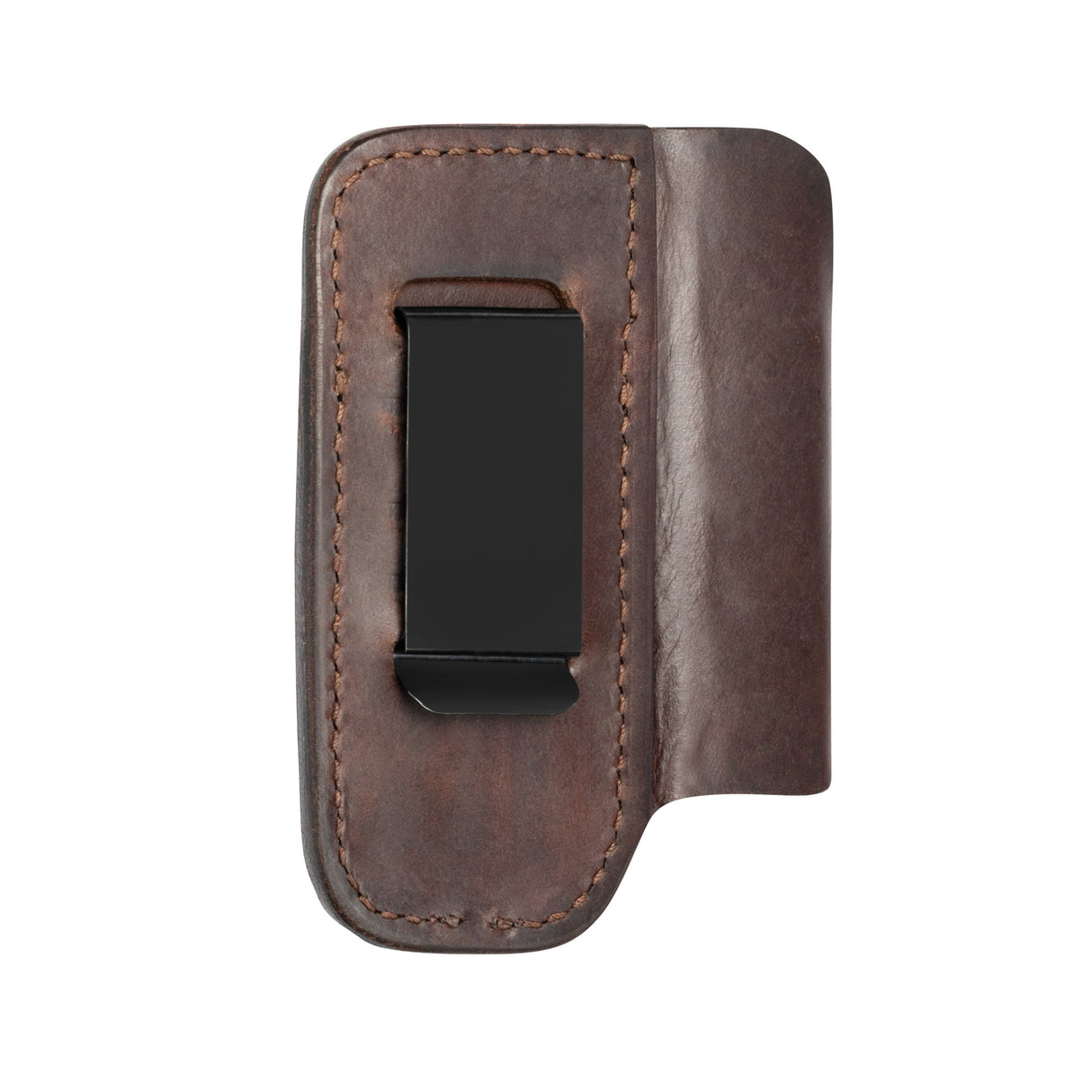 Translation missing: en.Premium Leather Sheath in Dark Brown with visible stitching and black belt clip