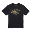 Translation missing: en.Front of the black Leatherman Vintage tee showcasing &#39;Leatherman&#39; in a cursive font. Established 1983 in Portland, Oregon USA