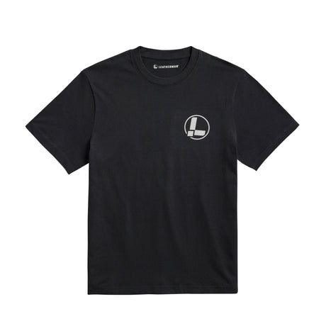Translation missing: en.Front of the black Leatherman classic logo tee displaying the &#39;L&#39; logo