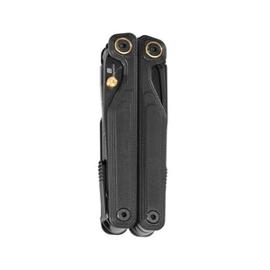 Translation missing: en.Obsidian Leatherman Wave® Alpha multi-tool closed, showcasing its compact design, utility and MagnaCut blade label