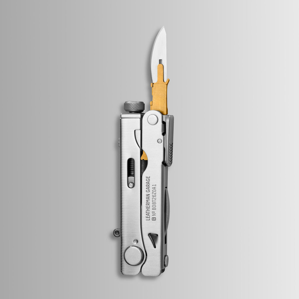 Translation missing: en.Stainless steel Batch #008: Captain's Crunch multitool with a partially extended gold and silver blade