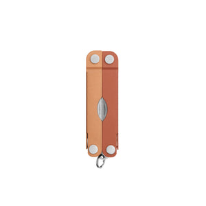 Translation missing: en.Pumpkin Spice Leatherman Micra® multi-tool closed, showcasing its compact design and keychain attachment