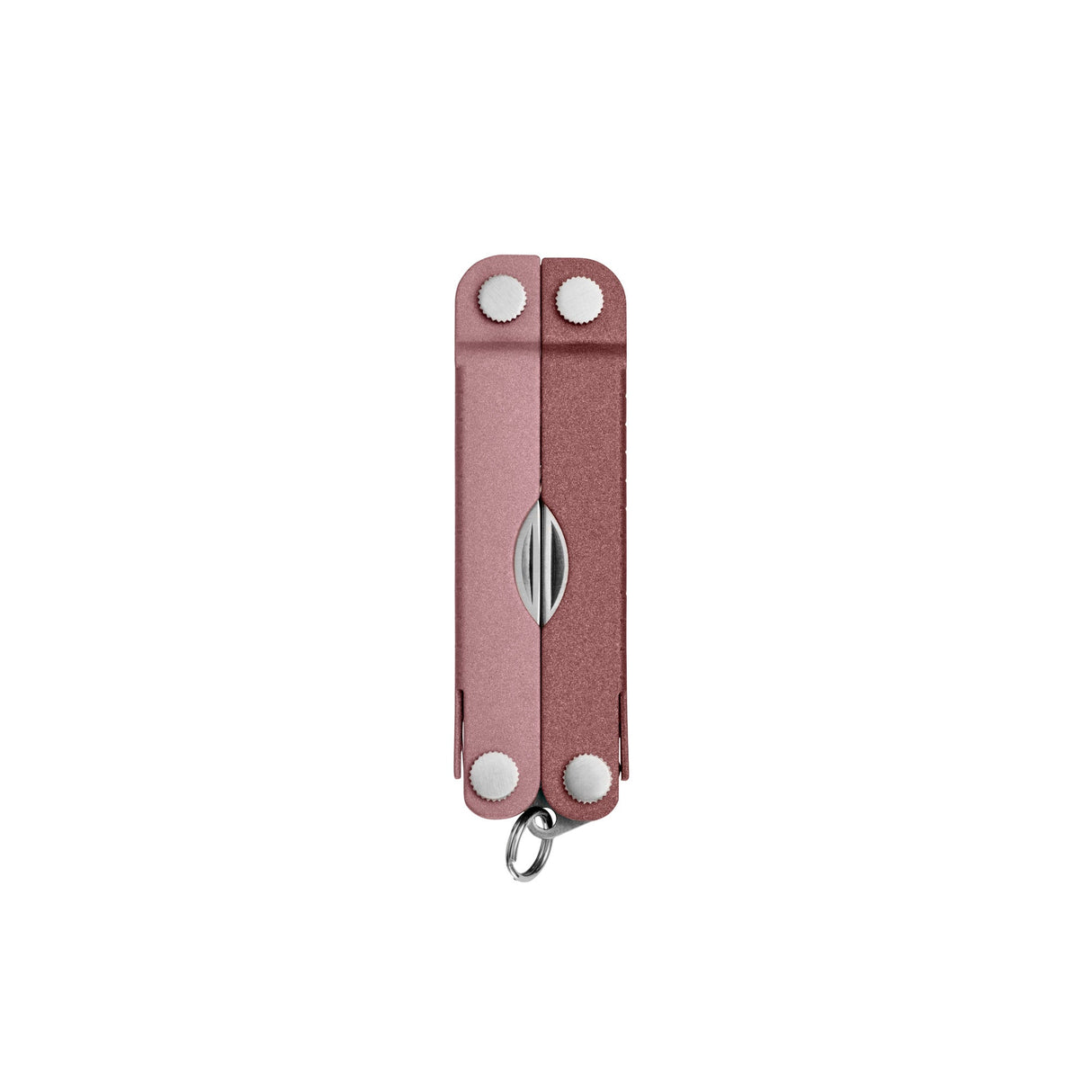 Translation missing: en.Heathered Blush Leatherman Micra® multi-tool closed, showcasing its compact design and keychain attachment