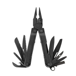 Translation missing: en.Black Leatherman Rebar® multi-tool with pliers and various tools, ideal for work and DIY tasks