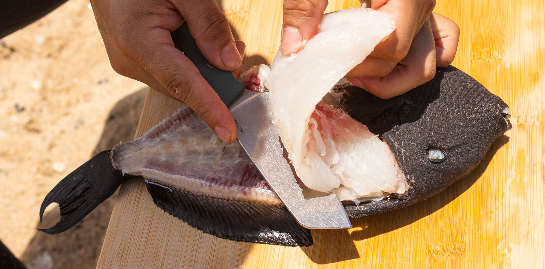 Rustle being used to clean fish