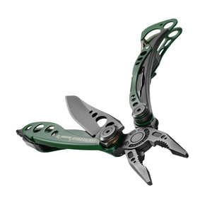 Translation missing: en.OD Green Leatherman Skeletool® CX beauty image showing the various tools and features